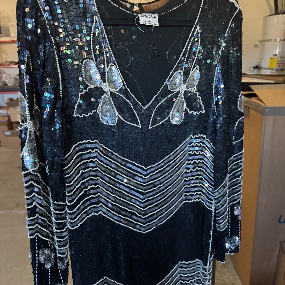 Vintage silk sequins beaded dress